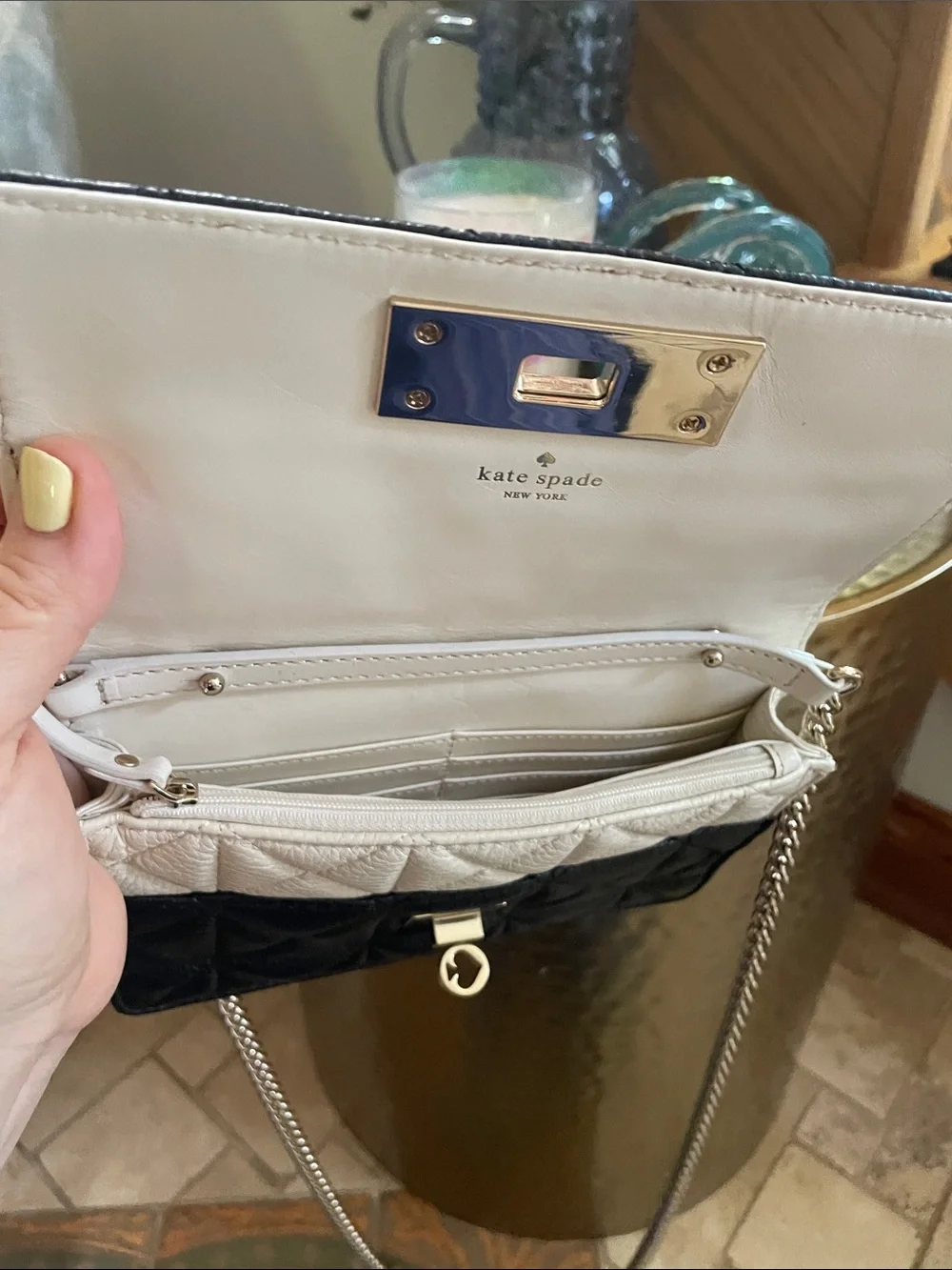 Kate Spade Quilted Sedgewick Avalon Crossbody Convertible Bag Clutch Cream